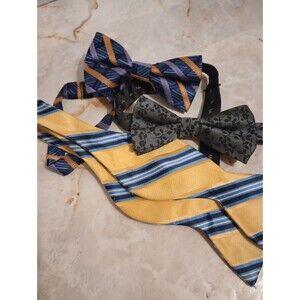Lot Of 3 Men's Bow Ties Various Makers And Fabrics